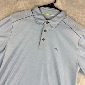Tommy Bahama Islandzone Polo Shirt Mens Medium Blue Performance Tech Stretch